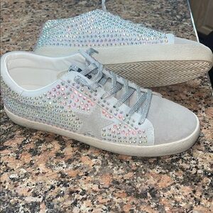 Mi.iM Joann Rubber Sole Lace-up Rhinestone Suede Star Sneakers